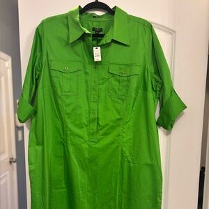 Talbots Bright Green Casual Button Down Shirt